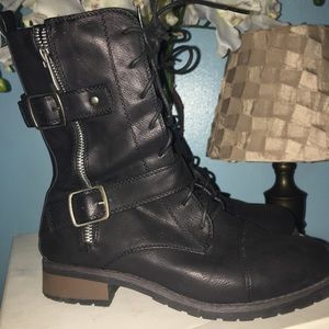 Black combat boots